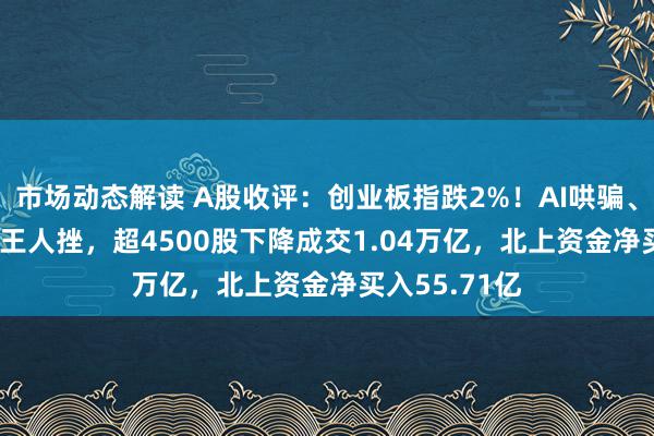 市场动态解读 A股收评：创业板指跌2%！AI哄骗、Kimi见识股王人挫，超4500股下降成交1.04万亿，北上资金净买入55.71亿