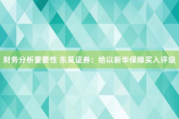 财务分析重要性 东吴证券：给以新华保障买入评级