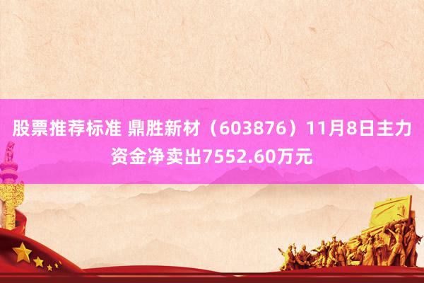 股票推荐标准 鼎胜新材（603876）11月8日主力资金净卖出7552.60万元