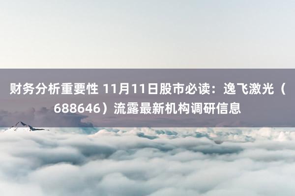 财务分析重要性 11月11日股市必读：逸飞激光（688646）流露最新机构调研信息