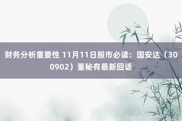 财务分析重要性 11月11日股市必读：国安达（300902）董秘有最新回话