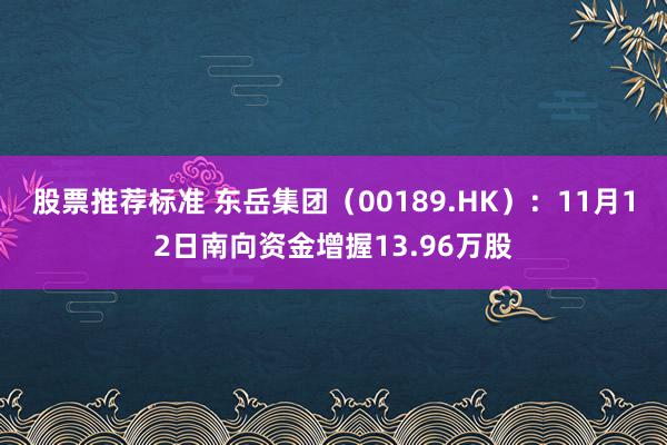 股票推荐标准 东岳集团（00189.HK）：11月12日南向资金增握13.96万股