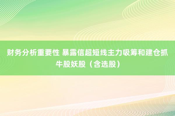 财务分析重要性 暴露信超短线主力吸筹和建仓抓牛股妖股（含选股）