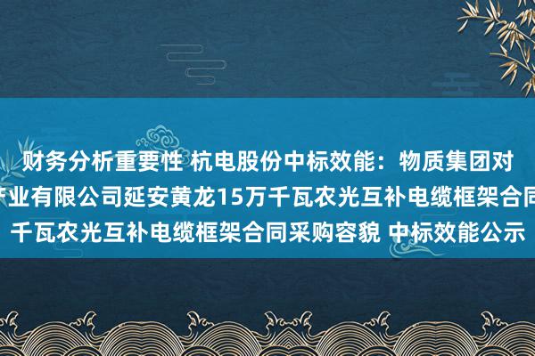 财务分析重要性 杭电股份中标效能：物质集团对于陕西延迟石油新兴产业有限公司延安黄龙15万千瓦农光互补电缆框架合同采购容貌 中标效能公示