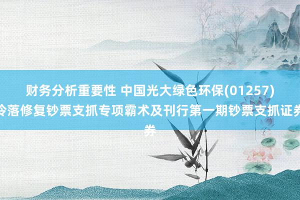 财务分析重要性 中国光大绿色环保(01257)冷落修复钞票支抓专项霸术及刊行第一期钞票支抓证券