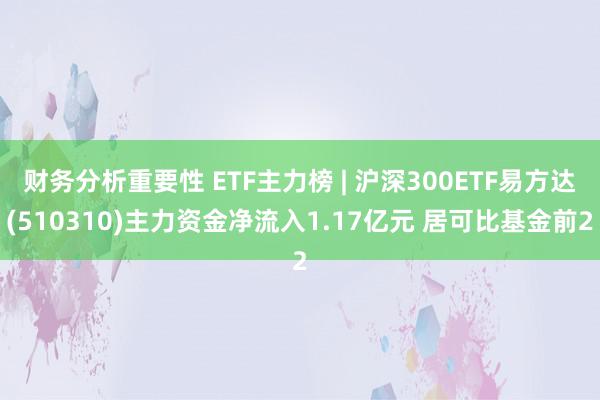 财务分析重要性 ETF主力榜 | 沪深300ETF易方达(510310)主力资金净流入1.17亿元 居可比基金前2