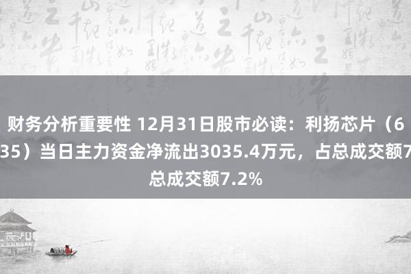 财务分析重要性 12月31日股市必读：利扬芯片（688135）当日主力资金净流出3035.4万元，占总成交额7.2%