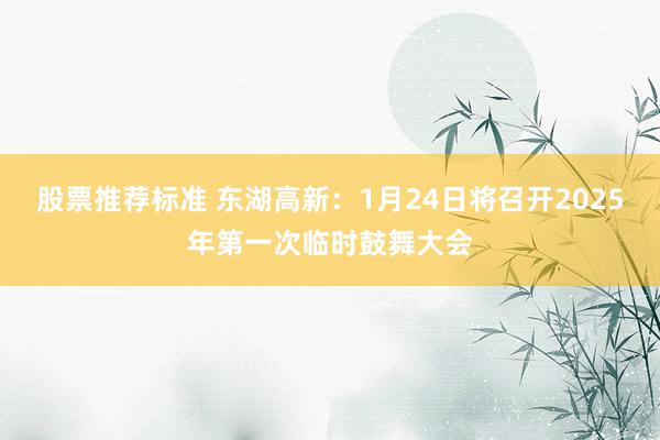 股票推荐标准 东湖高新：1月24日将召开2025年第一次临时鼓舞大会