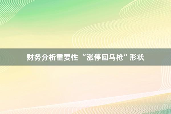 财务分析重要性 “涨停回马枪”形状