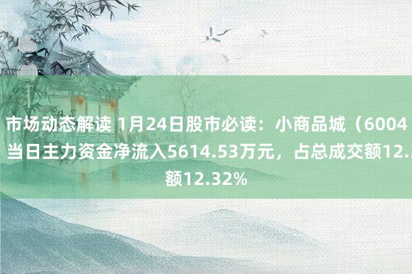 市场动态解读 1月24日股市必读：小商品城（600415）当日主力资金净流入5614.53万元，占总成交额12.32%