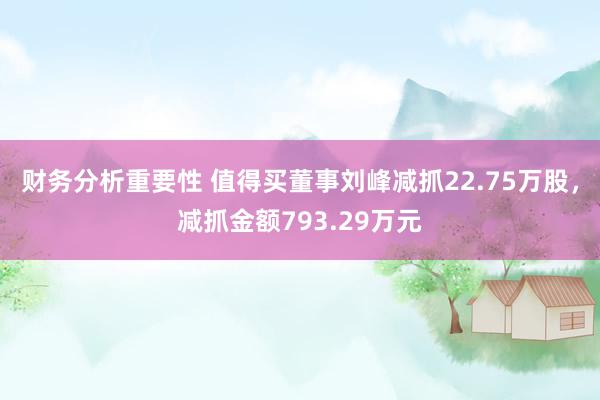 财务分析重要性 值得买董事刘峰减抓22.75万股，减抓金额793.29万元