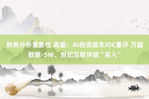 财务分析重要性 高盛：AI投资股东IDC重评 万国数据-SW、世纪互联评级“买入”