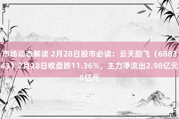 市场动态解读 2月28日股市必读：云天励飞（688343）2月28日收盘跌11.36%，主力净流出2.98亿元