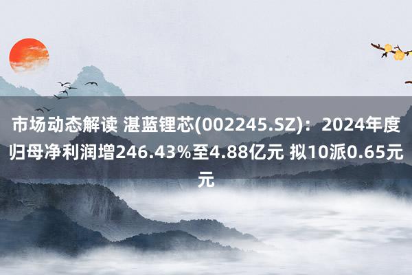 市场动态解读 湛蓝锂芯(002245.SZ)：2024年度归母净利润增246.43%至4.88亿元 拟10派0.65元