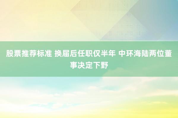 股票推荐标准 换届后任职仅半年 中环海陆两位董事决定下野