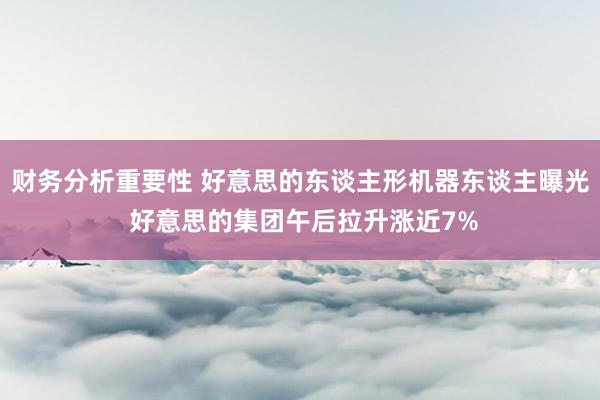 财务分析重要性 好意思的东谈主形机器东谈主曝光 好意思的集团午后拉升涨近7%